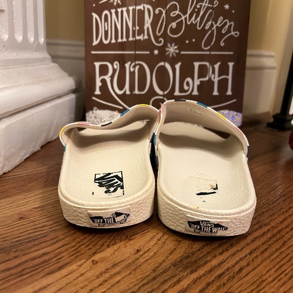 Vans color block Checkered women’s slides - Picture 3 of 8